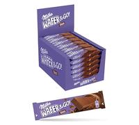 Milka, Wafer & Go, Croccante al Cacao Ricoperto con Cioccolato al Latte Alpino, Sostenibile, 35x31g (multipack 35 merende da 31g)