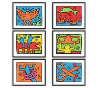 MilkAndCoffeeLab® - Keith Haring - Set 6 Immagini cm 25x20, stampe artistiche da parete, per soggiorno, camera da letto, corridoio ecc. poster di Pittori famosi. Senza cornice. (Haring 2, cm 25x20)