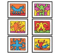 MilkAndCoffeeLab® - Keith Haring - Set 6 Immagini cm 25x20, stampe artistiche da parete, per soggiorno, camera da letto, corridoio ecc. poster di Pittori famosi. Senza cornice. (Haring 1, cm 25x20)
