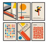 MilkAndCoffeeLab® - Poster Bauhaus, Set 6 x A3 immagini astratte, poster vintage, stampe artistiche da parete, casa, soggiorno, camera, ufficio, senza cornice. (Bauhaus 3, A3 cm 29,7x42)