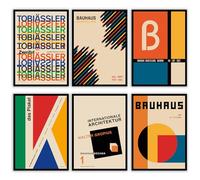 MilkAndCoffeeLab® - Poster Bauhaus, Set 6 x A4 immagini astratte, poster vintage, stampe artistiche da parete, casa, soggiorno, camera, ufficio, senza cornice. (Bauhaus 2, A4 cm 21x29,7)