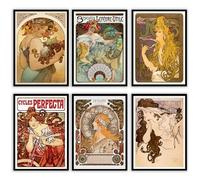 MilkAndCoffeeLab® - Poster Set da 6 in vari formati. Stampe artistiche. Decorazioni da parete per soggiorno, camera da letto, ufficio e negozio. Senza cornice. (Alphonse Mucha, A3 cm 29,7x42)