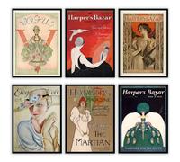 MilkAndCoffeeLab® Set 6 Poster Fashion, Immagini Glamour, stampe artistiche, marchi di moda, decorazioni per pareti casa, soggiorno, camera. Senza cornice. (Vintage Fashion Magazine), A4 cm 21x29,7)