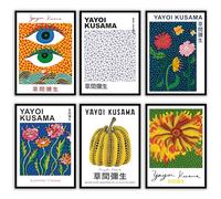 MilkAndCoffeeLab® - Set di immagini Yayoi Kusama, poster opere d' Arte, stampe artistiche da parete, per soggiorno, Set 6 x A4, senza cornice