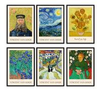 MilkAndCoffeeLab® - Van Gogh - Set 6 Immagini A3, stampe artistiche da parete, per soggiorno, camera da letto, corridoio ecc. poster di Pittori famosi. Senza cornice. (Van Gogh, A3 cm 29,7x42)