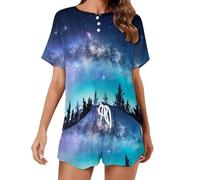 Milky Way And Moon - Set pigiama da donna a maniche corte e pantaloncini, 2 pezzi, Stile:, M