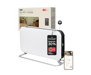 Mill Termoconvettore Elettrico Smart Portatile 1200W con Wi-Fi e App, Radiatore Elettrico a Basso Consumo per 14-18 m², Temperatura Superficiale Ridotta, Silenzioso, Bianco, Design Norvegese