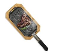 Millarco Padella reversibile in ghisa Cozze® con vassoio in legno 165x330 mm