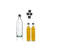 mille idee 35 Bottiglie bottiglia trasparente in vetro per olio 500 CC con tappo tappi salvagoccia di sicurezza