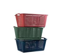mille idee 3X Ceste Cesta con manici bucata in plastica Cm 58 x 34 x 23 h per panni bucato raccogli frutti