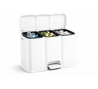 mille idee Pattumiera Raccolta Differenziata a Pedale Con Coperchio - 3 Scomparti con Secchi Estraibili - 34 L Totali - Bianca