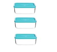 mille idee Set 3 Contenitori Frigoverre in Vetro con Coperchio Ermetico - Salva Freschezza per Frigo e Freezer - Trasparenti - Varie Misure (26 X 21 CM 300 CL)