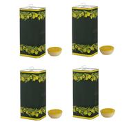 mille idee Set 4 Latte Olio da 5 Litri - Contenitori Alimentari in Banda Stagnata Anti-Luce - Taniche per Olio EVO con Tappo Salvagoccia - Resistenti, Ermetiche e Riutilizzabili
