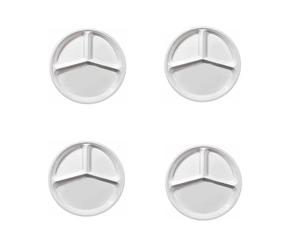 mille idee Set 4 Piatti Tris in Melamina 28 cm - Piatti Divisi 3 Scomparti, Super Resistenti e Leggeri - Ideali per Famiglie, Scuole e Campeggio