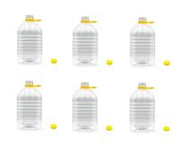 mille idee Set 6 Dame Dama Pet da 5 Litri - Bottiglioni in Plastica Trasparente con Tappo Giallo - Contenitori Resistenti per Acqua, Vino, Olio, Succhi e Alimenti - Leggeri, Sicuri e Riutilizzabili