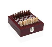 mille idee Set accessori vino e gioco scacchi, scacchiera, cofanetto festa del papà, idee regalo uomo, Materiale: ABS Cristallo Legno MDF 14.78 cm16.8 cm H5.1 cm