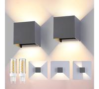 Mille Lucciole Applique da Esterno con 12W 3000K Bianco Caldo G9 Sorgente Luminosa Sostituibile Applique da Parete Interno IP65 Impermeabile Angolo del Fascio Regolabile【2 Pezzi Grigio Scuro】