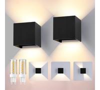 Mille Lucciole Applique da Esterno con 12W 3000K Bianco Caldo G9 Sorgente Luminosa Sostituibile Applique da Parete Interno IP65 Impermeabile Angolo del Fascio Regolabile【2 Pezzi Nero】