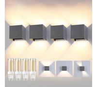 Mille Lucciole Applique da Esterno con 12W 3000K Bianco Caldo G9 Sorgente Luminosa Sostituibile Applique da Parete Interno IP65 Impermeabile Angolo del Fascio Regolabile【4 Pezzi Grigio Scuro】