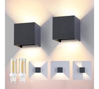 Mille Lucciole Applique da Esterno con 12W 3000K Bianco Caldo G9 Sorgente Luminosa Sostituibile Applique da Parete Interno IP65 Impermeabile Angolo del Fascio Regolabile【2 Pezzi Antracite】