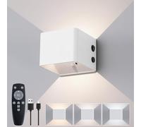 Mille Lucciole Applique da Parete Interno con Sensore di Movimento,Lampada da Parete a Batteria da 4000 mAh con Telecomando,3 Colori Regolabile in Luminosità,Senza Fili,USB Ricaricabile,Bianco 1 Pcs