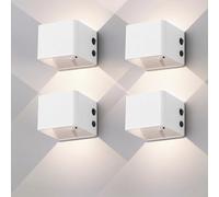 Mille Lucciole Applique da Parete Interno con Sensore di Movimento,Lampada da Parete a Batteria da 4000 mAh con Telecomando,3 Colori Regolabile in Luminosità,Senza Fili,USB Ricaricabile,Bianco 4 Pcs