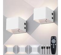 Mille Lucciole Applique da Parete Interno con Sensore di Movimento,Lampada da Parete a Batteria da 4000 mAh con Telecomando,3 Colori Regolabile in Luminosità,Senza Fili,USB Ricaricabile,Bianco 2 Pcs