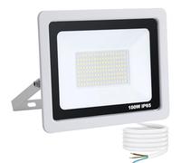 Mille Lucciole Faro LED Esterno 100W 10000LM 144 leds 6500K Bianco Freddo,Faretto LED da Esterno IP65 Impermeabile,Faretti Esterni adatto Giardino Terrazza Garage Patio【Guscio Bianco】