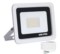 Mille Lucciole Faro LED Esterno 35W 3500LM 40 leds 3000K Bianco Caldo,Faretto LED da Esterno IP65 Impermeabile,Faretti Esterni adatto Giardino Terrazza Garage Patio【Guscio Bianco】