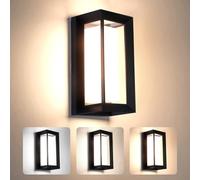 Mille Lucciole LED 24W Applique da Esterno 3 Colori Regolabile Lampada da Parete Esterni IP65 Impermeabile Applique a Parete Nero Rettangolo Alluminio Per Cortili Giardini Portici Parchi Balconi