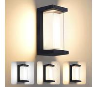 Mille Lucciole LED 24W Lampada da Esterno Parete 3 Colori Regolabile Applique da Esterni IP65 Impermeabile Applique Interno Nero Rettangolo Alluminio Per Cortili Giardini Portici Parchi Balconi