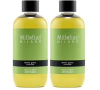 Millefiori Milano - Fragranza per Diffusore a Bastoncini 250 ml, Lemon Grass - Profumatore Ambiente Raffinato con Note Fresche e Agrumate (Confezione da 2)