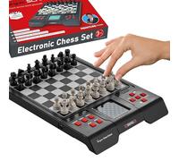 MILLENNIUM Europe Chess Champion M805 - Scacchiera elettronica + 7 altri giochi, per principianti e bambini. Con pratico scomparto da viaggio per i pezzi
