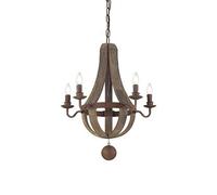Sospensione Rustica-Country Millennium Legno Marrone 5 Luci E14