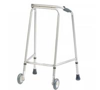 Millercare Ultra Lightweight Walking Frame with Wheels - Durable & Easy to Use Mobility Aid - Adjustable Height Aluminium Walker for Seniors & Mobility Assistance (Silver, Small)(Small)