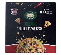 MILLET AMMA Base per pizza al miglio biologica - 200 g, 70% di contenuto di miglio, crosta sottile, confezione da 6 basi per pizza in una scatola, pronta da cuocere, 100% vegana e senza glutine