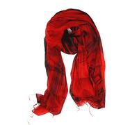 Millie & Boo Sciarpa di seta pura di 100% della sciarpa della donna delle sciarpe dello scialle dell'involucro dipinto a mano della sciarpa di seta, rosso, nero., 175cm x 70cm