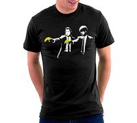Million Nation Banksy Pulp Fiction Bananas - Maglietta, Nero , L