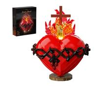 Millionspring Cuore Sacro di Gesù Set di Costruzione con Luci LED Modellino Religioso da Costruire - Decorazione per Cappella Domestica - Regalo Pasquale (625 Pezzi)