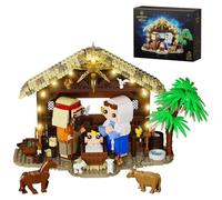 Millionspring Kit Costruttivo del Presepe con Luci LED - Set del Presepe con Maria, Giuseppe e Gesù Bambino - Decorazione Natalizia, Regalo Creativo per Bambini e Adulti (1000 Pezzi)
