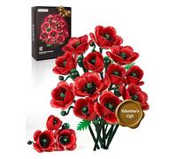 Millionspring Set di fiori artificiali con bouquet di papaveri rossi, regali per lei per compleanno, anniversario, San Valentino, festa della mamma, Natale, decorazioni per la casa