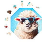 Milliwood Puzzle in Legno 90 Pezzi - Sheep in Blue - Puzzle Bambini 5 Anni Puzzle Legno Puzzle Animali Passatempo Per Adulti Animali In Legno Puzzle Particolari Puzzle Bellissimi - 34x34cm