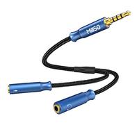 MillSO - Adattatore per cuffie da 3,5 mm TRRS maschio a 2 prese TRS da 3,5 mm (audio e microfono), jack a Y, adattatore splitter per PS4, Xbox One, 30 cm, colore: blu marino