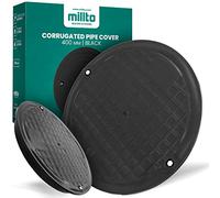 Millto™ Copertura per pozzetti in plastica, rotonda, diametro DN400, colore nero, in PP, coperchio per tubo di scarico, coperchio per cisterna, Kl.A15, carico fino a 1,5 t, copertura ondulata