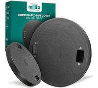 Millto™ Copertura per pozzetti in plastica, rotonda, diametro DN600, colore nero, in PP, coperchio per tubo di scarico, coperchio per cisterna, A15, carico fino a 1,5 t, copertura ondulata