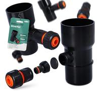 Millto™ Raccolta di Pioggia per Collegare Tubo di Scarico e Serbatoio dell'Acqua Piovana con Filtro DN Ø63 mm Nero | Recuperatore Connettore di Scarico per Grondaia Raccordo per Tubo Giardino