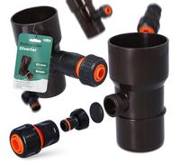 Millto™ Raccolta di Pioggia per Collegare Tubo di Scarico e Serbatoio dell'Acqua Piovana con Filtro DN Ø63 mm Marrone | Recuperatore Connettore di Scarico per Grondaia Raccordo per Tubo Giardino