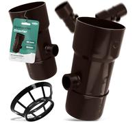 Millto™ Raccolta di Pioggia per Collegare Tubo di Scarico e Serbatoio dell'Acqua Piovana con Filtro DN Ø90 mm 1'' Marrone | Recuperatore di Scarico Grondaia Tubo Giardino