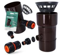Millto™ Raccolta di Pioggia per Collegare Tubo di Scarico e Serbatoio dell'Acqua Piovana con Filtro DN Ø110 mm Marrone | Recuperatore Connettore di Scarico per Grondaia Raccordo per Tubo Giardino