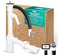 Millto Sifone A Bottiglia Per Lavello A Una Vasca 6/4'' 40/50 mm Scarico Anti Odore Connessione Lavastoviglie Lavatrice Plastica Filtro Metallico Cucina Installazione Semplice
